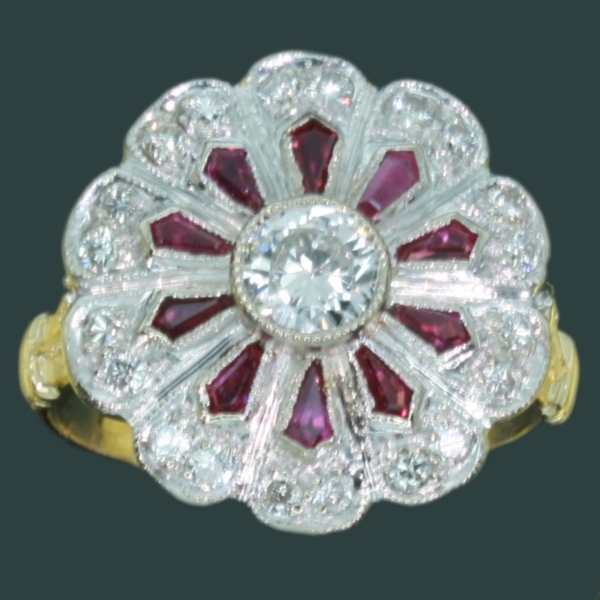 Estate ring with rubies and diamonds